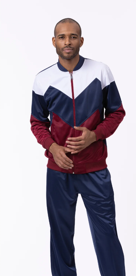 Montique Men's 2 Piece Sport Track Suit - Chevron Design