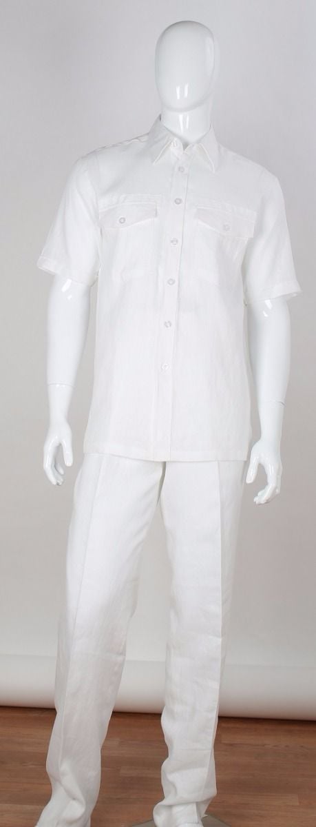 Apollo King Men's 2pc Short Sleeve Linen Walking Suit - Clearance