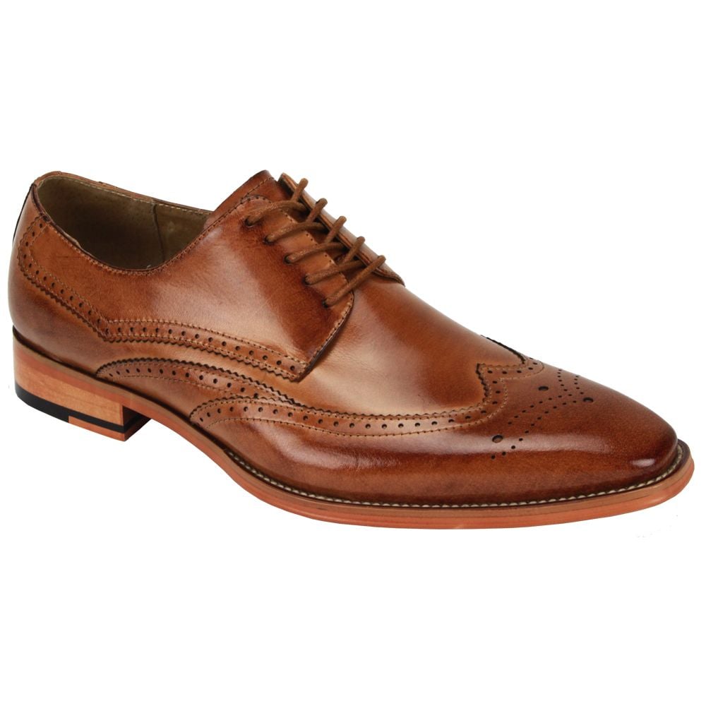 Giovanni Men's Leather Dress Shoe - Winged Tip Perforations