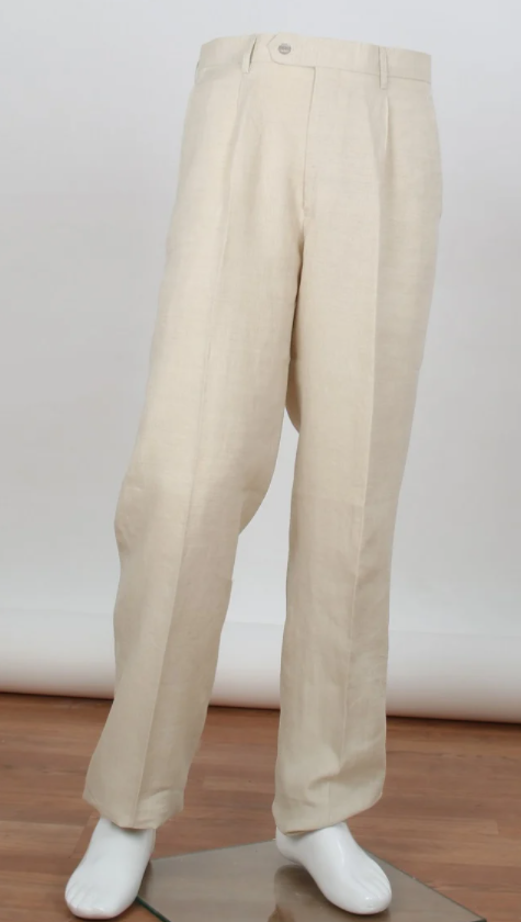 Apollo King Men's Outlet 100% Linen Pants - Classic Pleated Style