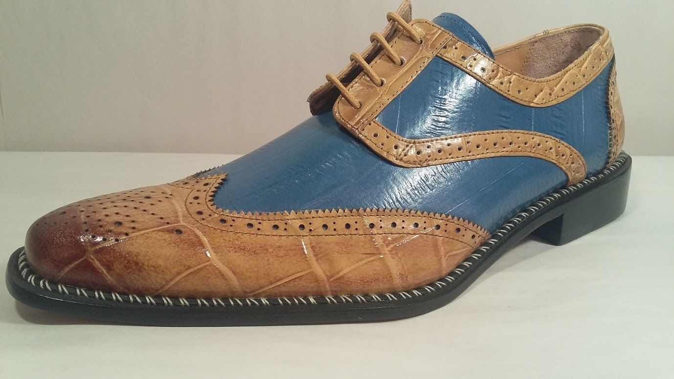 Liberty Footwear Men's Premium Leather Dress Shoe - Mustard/Blue