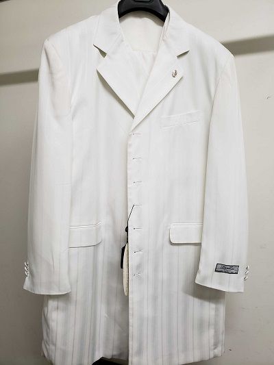Denzel Men's 3 Piece Fashion Zoot Suit - Tone on Tone White