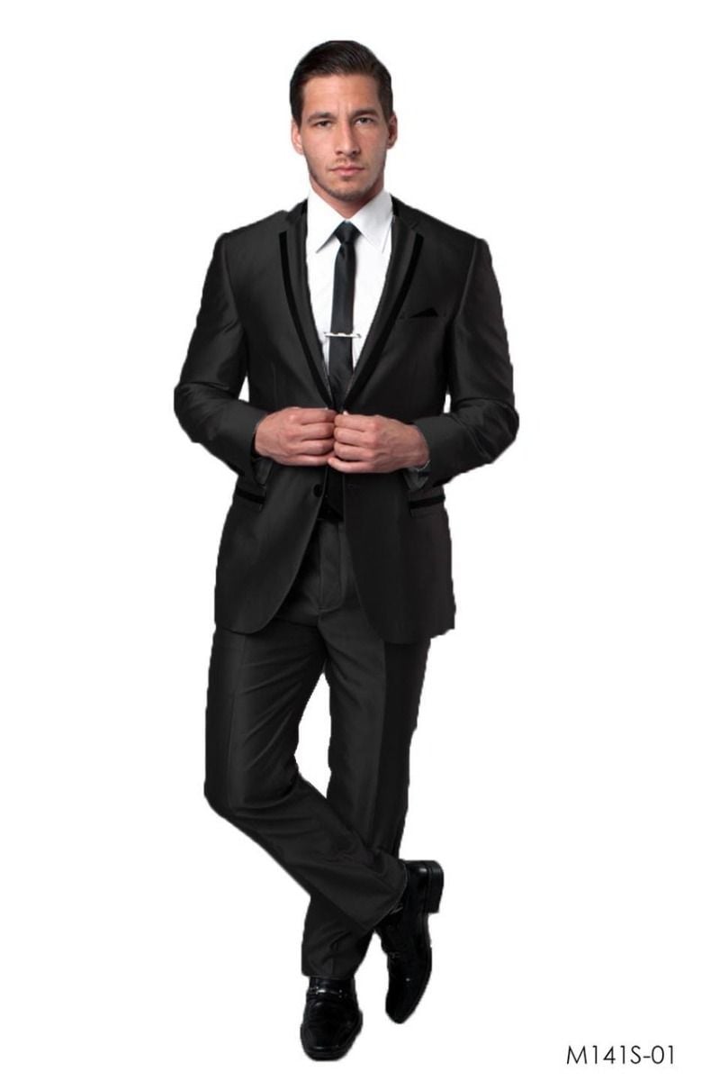 Tazio Men's 3pc Slim Fit Executive Suit - Satin Style