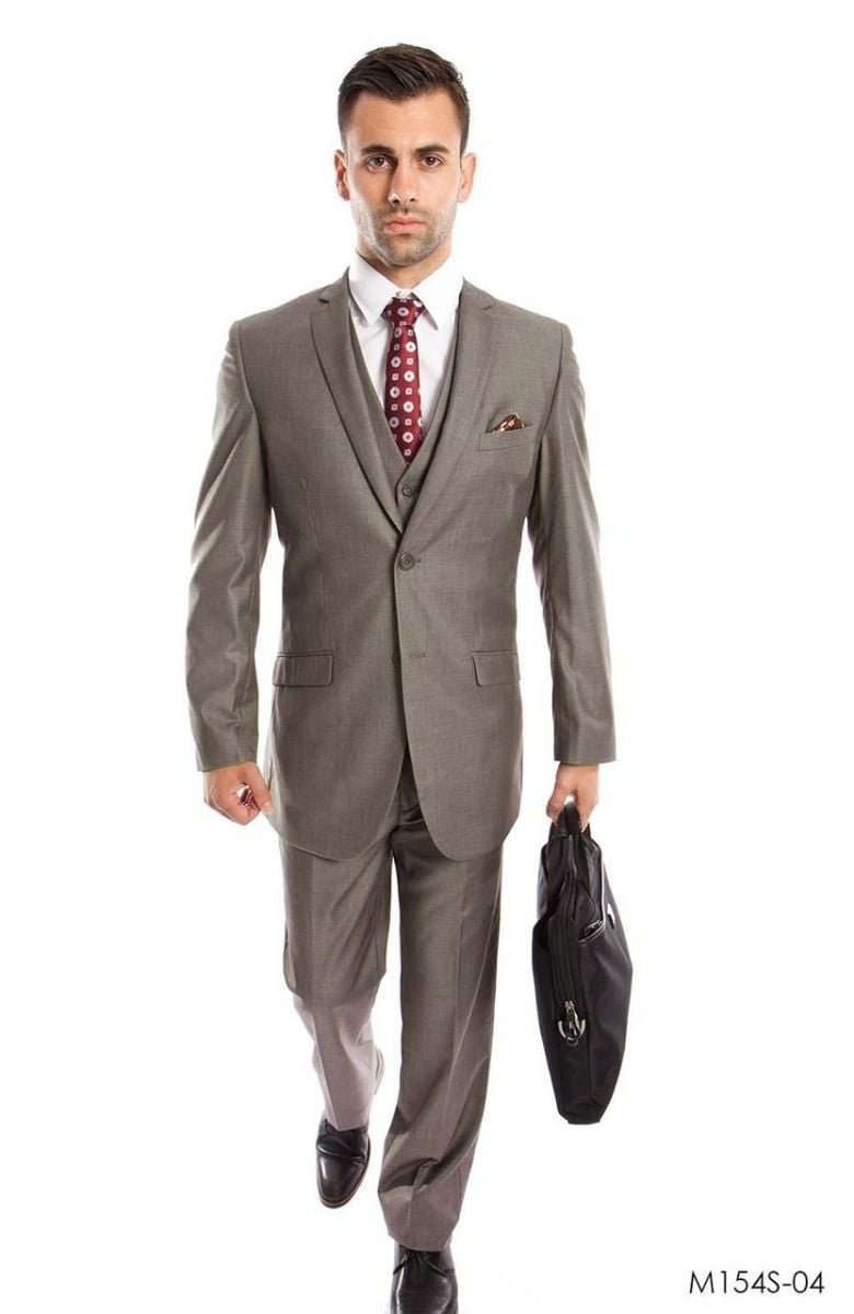 Tazio Men's Outlet 3 Piece Executive Slim Fit Suit - 5 Button Vest