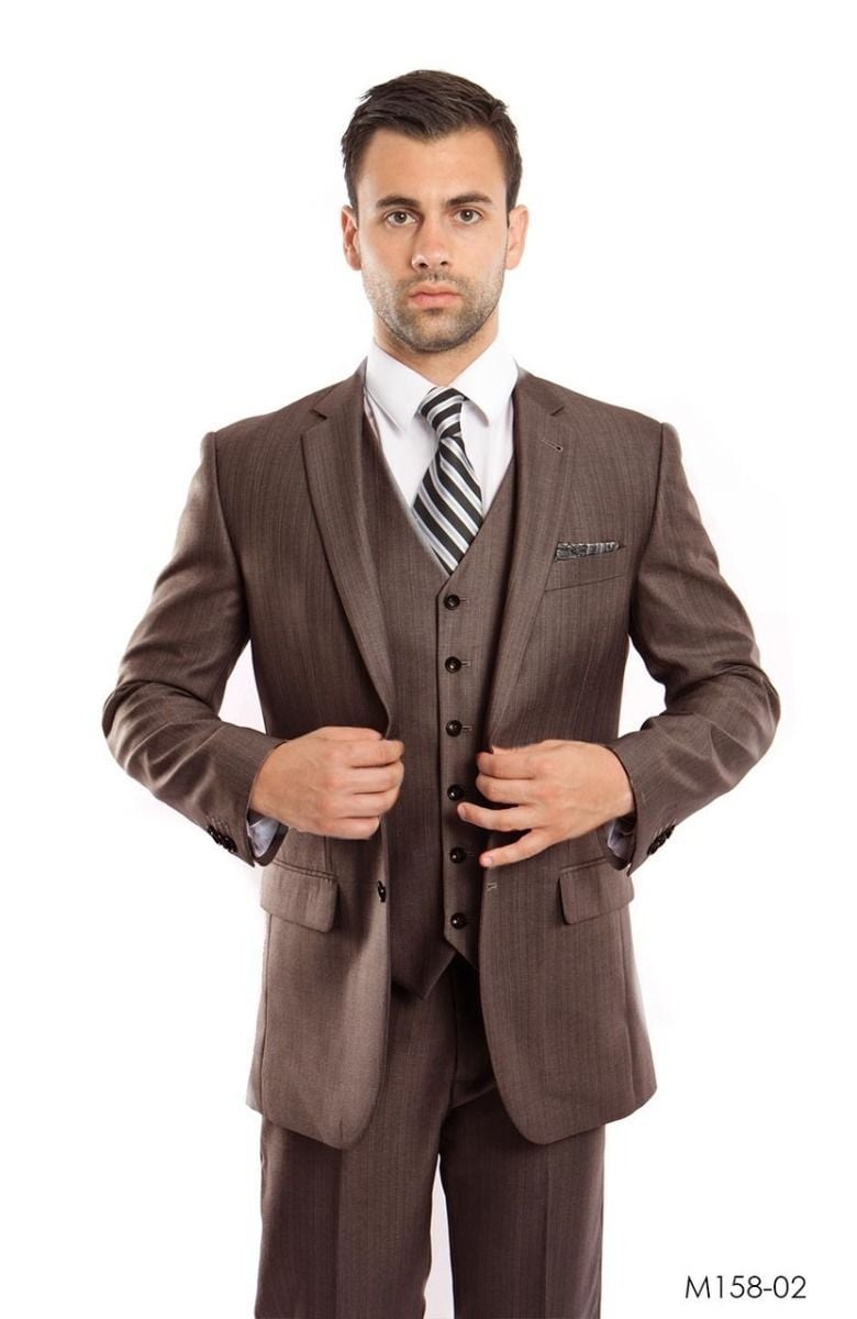 Tazio Men's Outlet 3 Piece Executive Suit - Textured Solid
