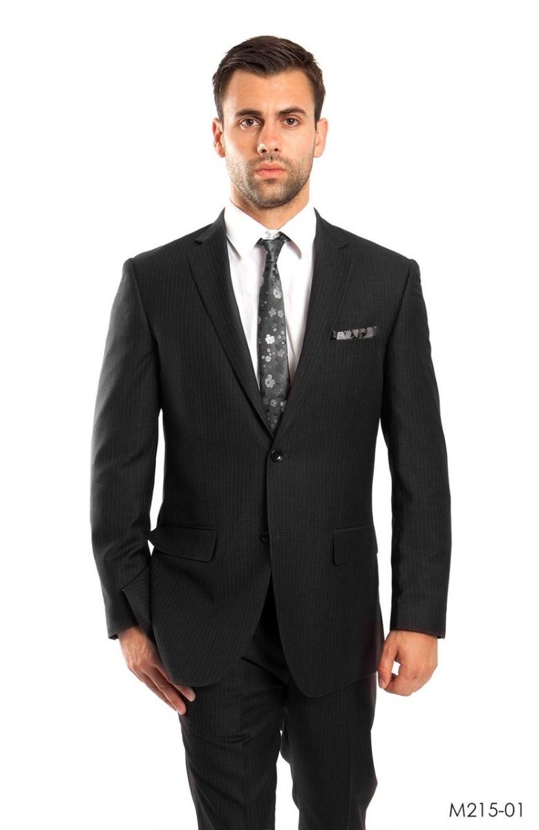 Tazio Men's Outlet 2pc Slim Fit Executive Suit - Thin Pinstripe