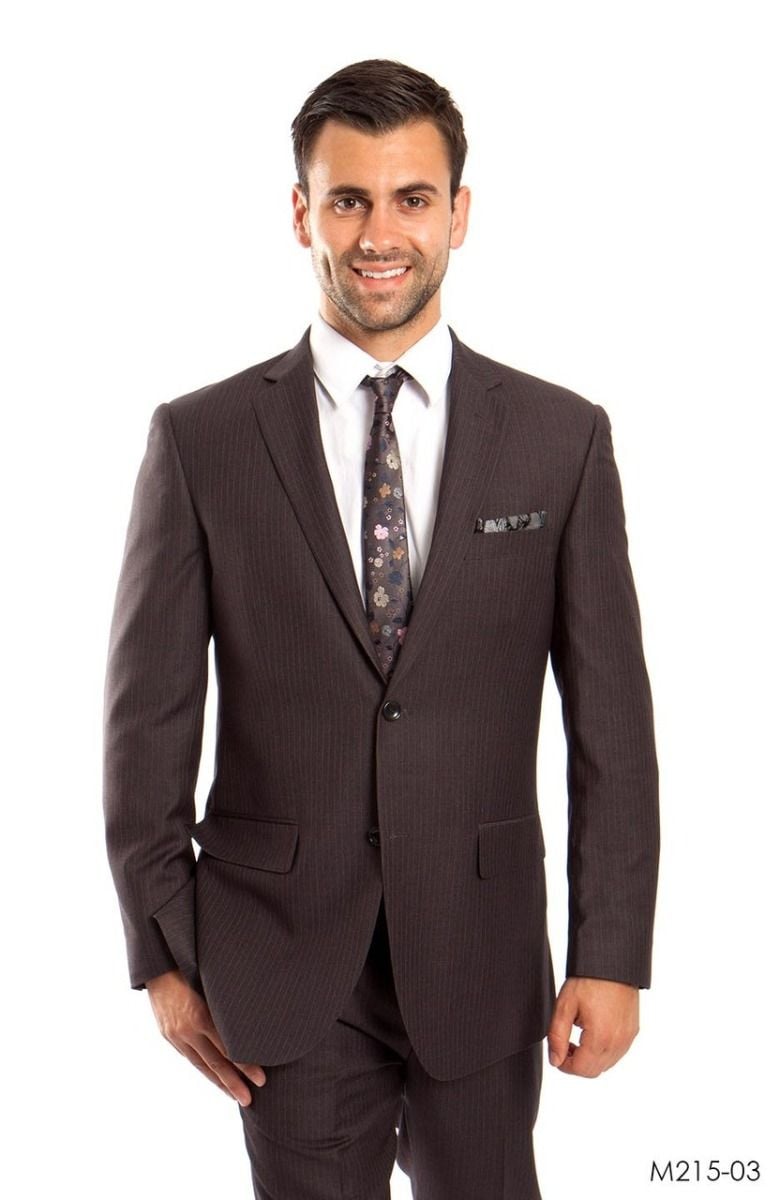 Tazio Men's Outlet 2pc Slim Fit Executive Suit - Thin Pinstripe