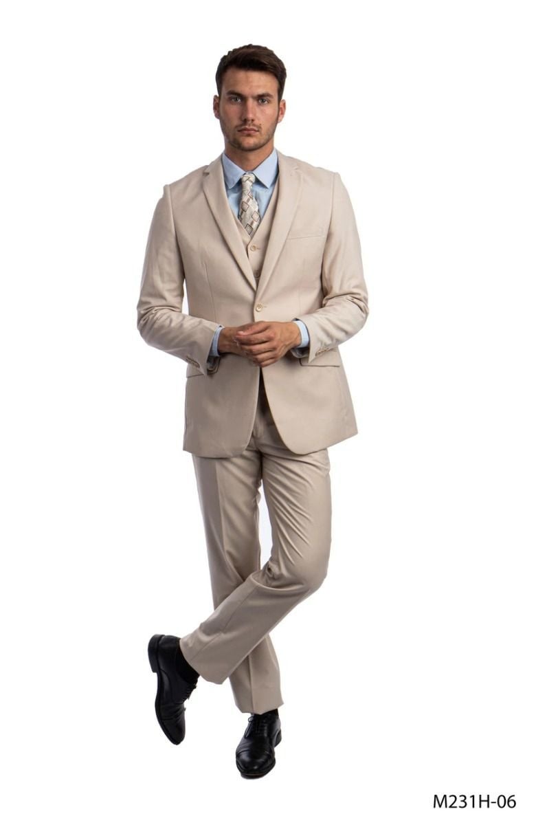 Tazio Men's Outlet 3 Piece Executive Suit - Notch Lapel