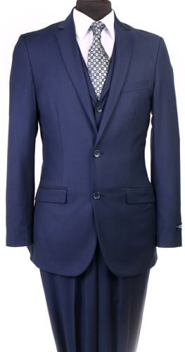 Grader celsius Fantasi undersøgelse Azzuro Men's 3 Piece Slim Fit Executive Suit - Vest with Lapels