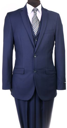 Azzuro Men's Outlet 3 Piece Slim Fit Executive Suit - Vest with Lapels