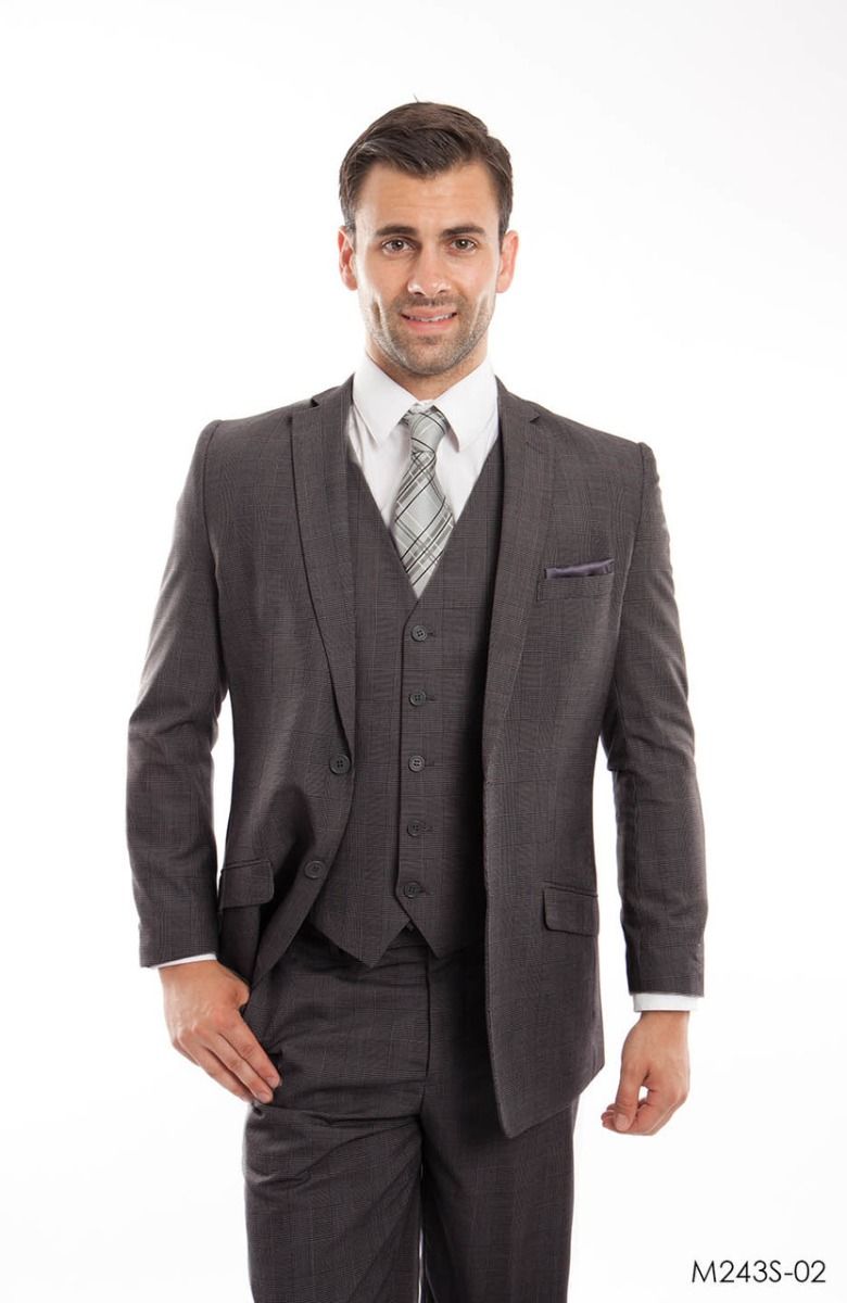 Tazio Men's 2 Piece Slim Fit Suit - Glen Plaid