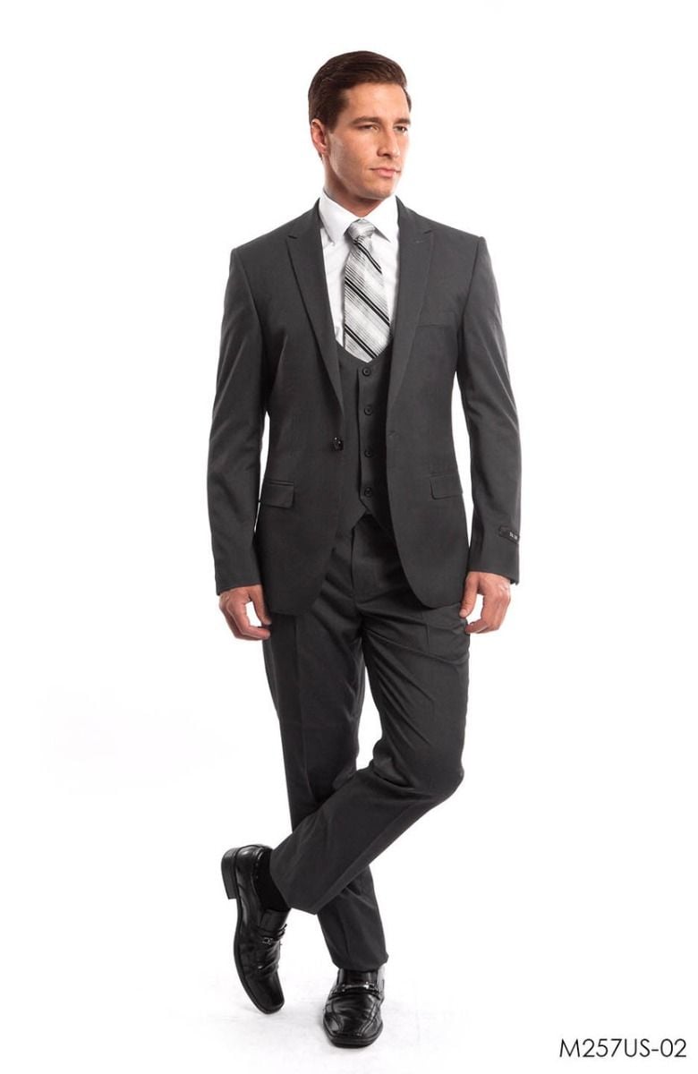 Tazio Men's 3 Piece Ultra Slim Fit Executive Suit - Dark Colors