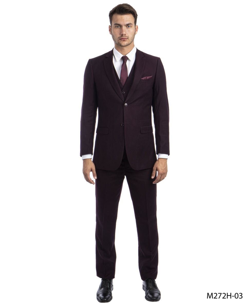 Tazio Men's 3 Piece Pinstripe Suit - Dark Colors