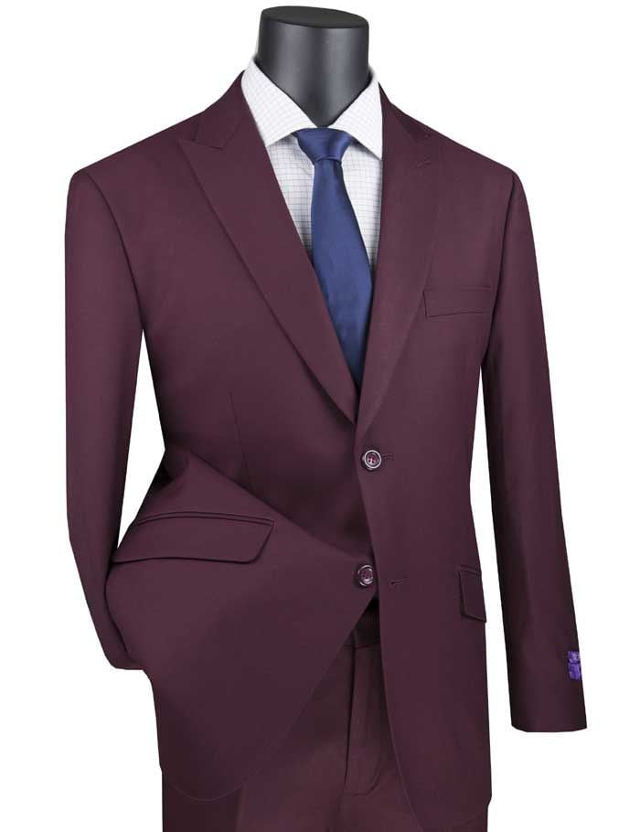 Vinci Men's Outlet 2 Piece Modern Fit Executive Suit - Pure Solid