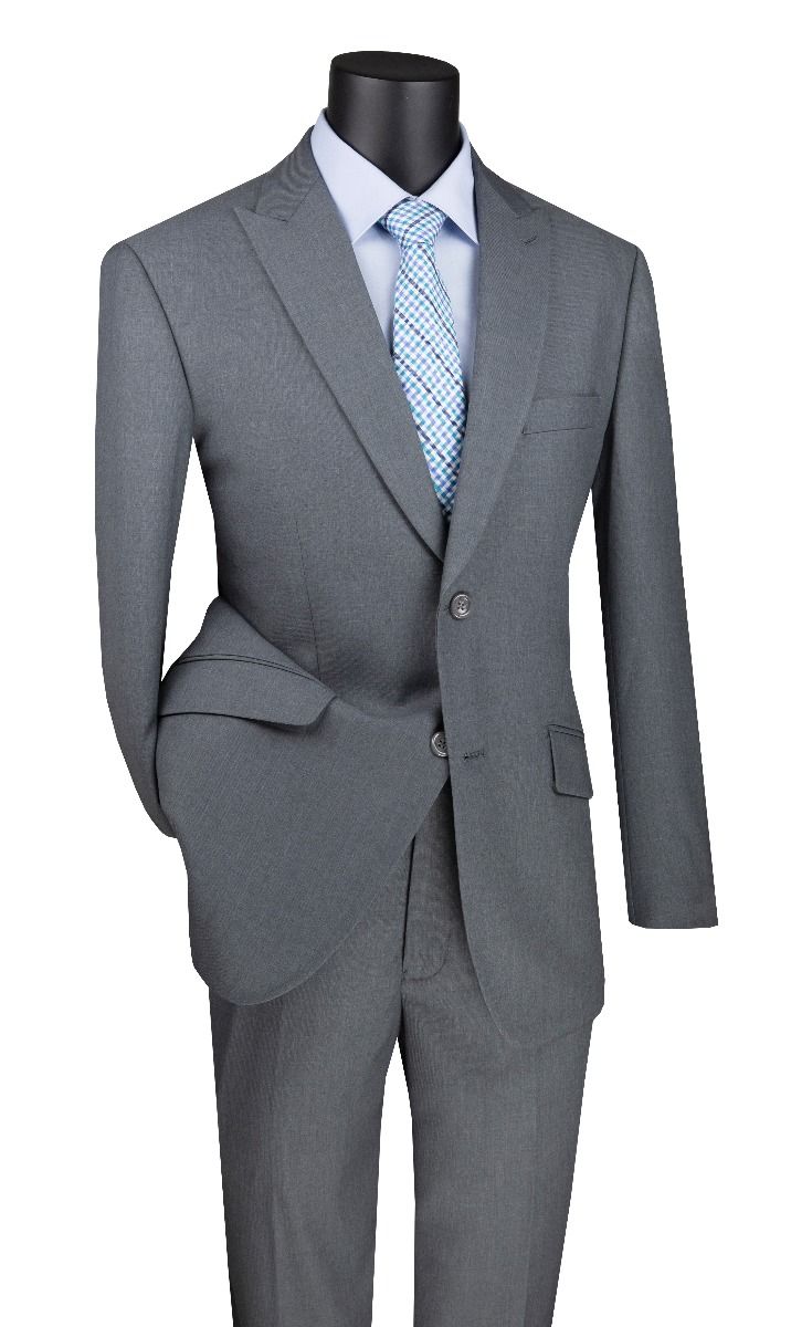 Vinci Men's 2 Piece Modern Fit Executive Suit - Pure Solid