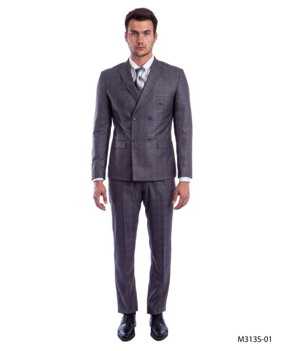 Sean Alexander Men's 2 Piece Double Breasted Suit - Vibrant Plaid