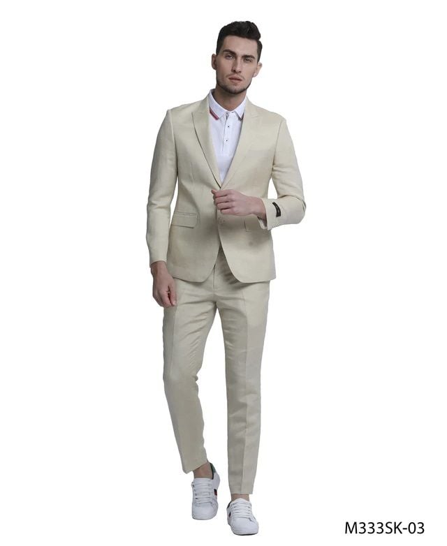 Tazio Men's 2 Piece Skinny Fit Suit - Solid Color