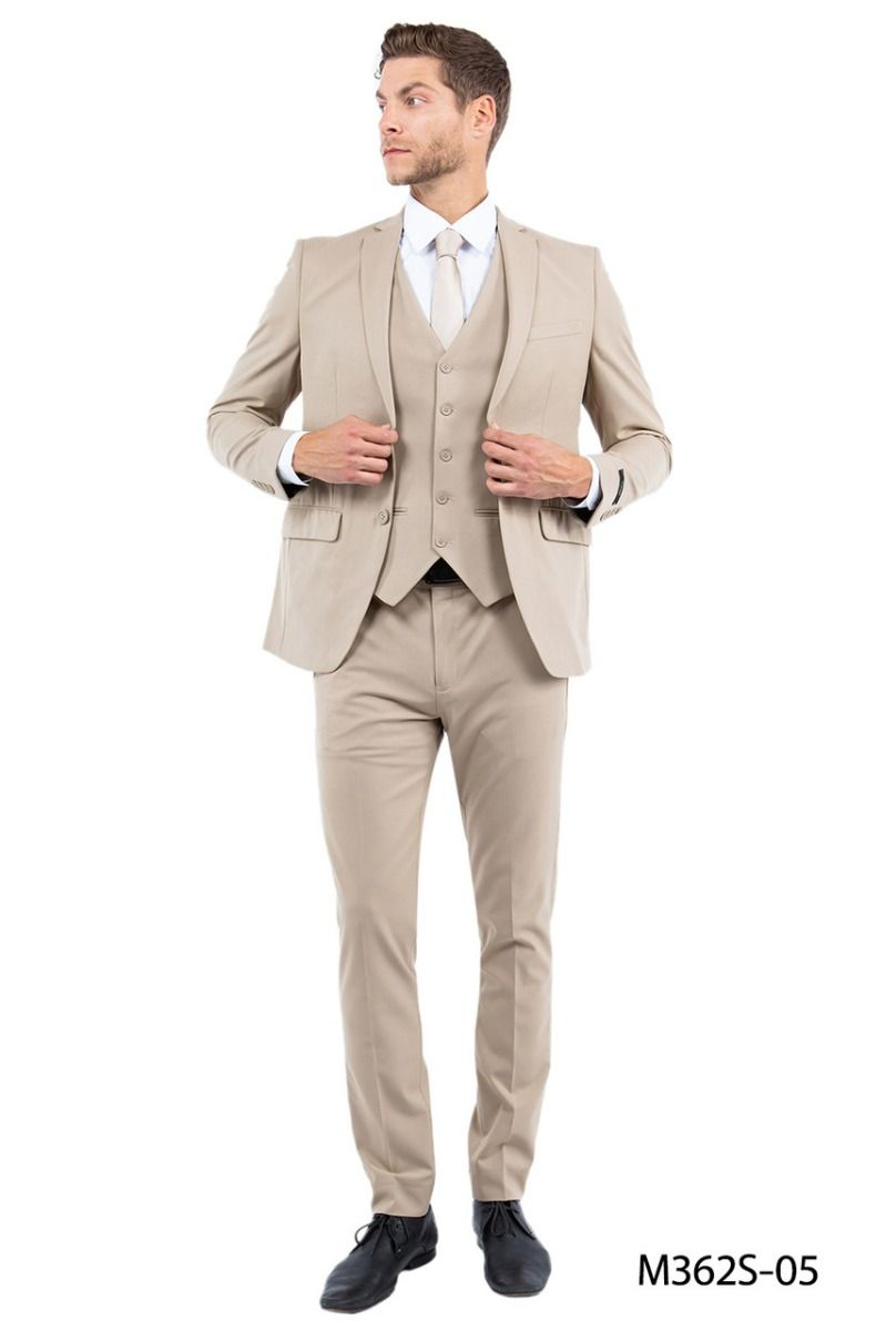 Zegarie Men's 3 Piece Slim Fit Suit - Solid Colors