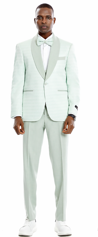 Tazio Men's 3 Piece Skinny Fit Suit - Honeycomb