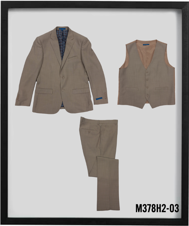 Sean Alexander Men's Outlet 3 Piece Hybrid Fit Suit - Solid Texture
