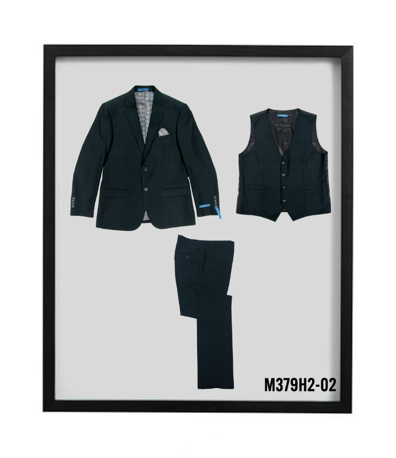 Sean Alexander Men's Outlet 3 Piece Hybrid Fit Suit - Birdseye Pattern