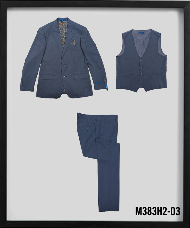 Sean Alexander Men's 3 Piece Hybrid Fit Suit - Notch Lapel