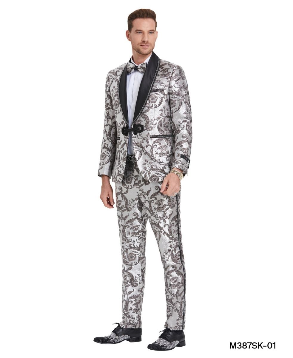 Tazio Men's 2 Piece Skinny Fit Suit Paisley