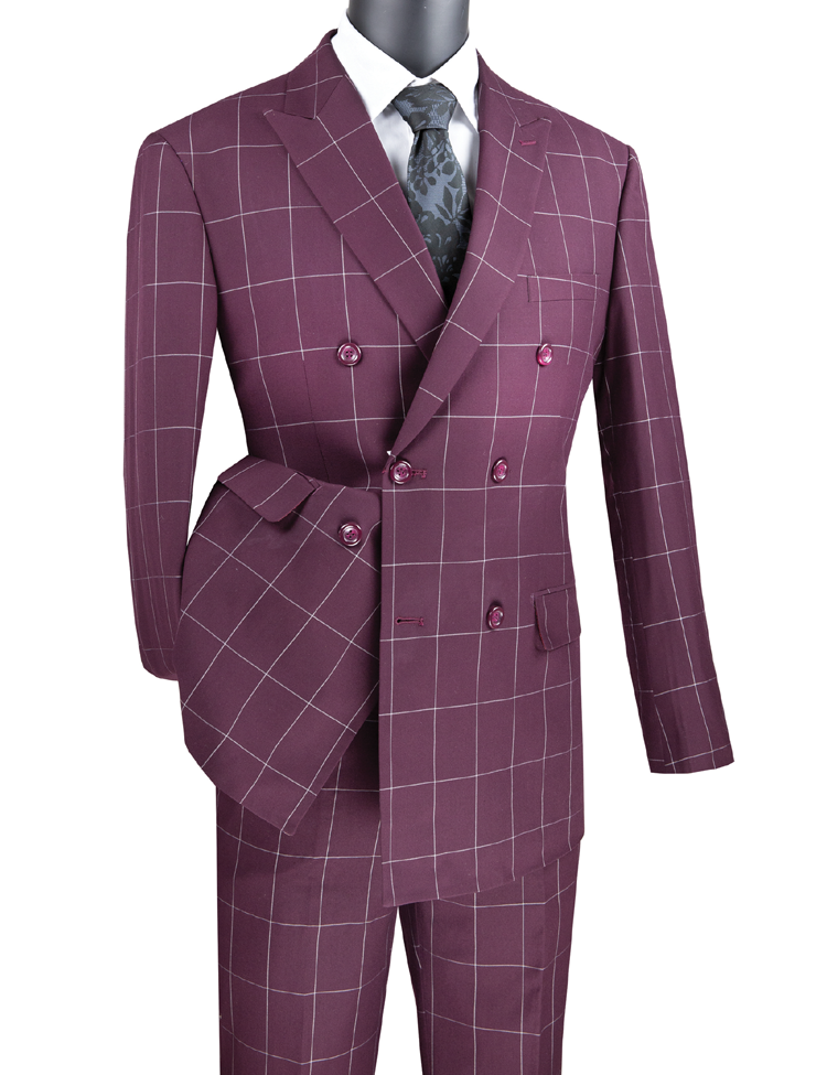 Vinci Men's 2 Piece Modern Fit Suit - Windowpane