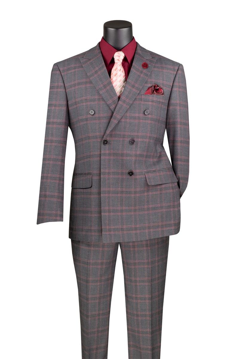 Vinci Men's 2 Piece Modern Fit Suit - Glen Plaid