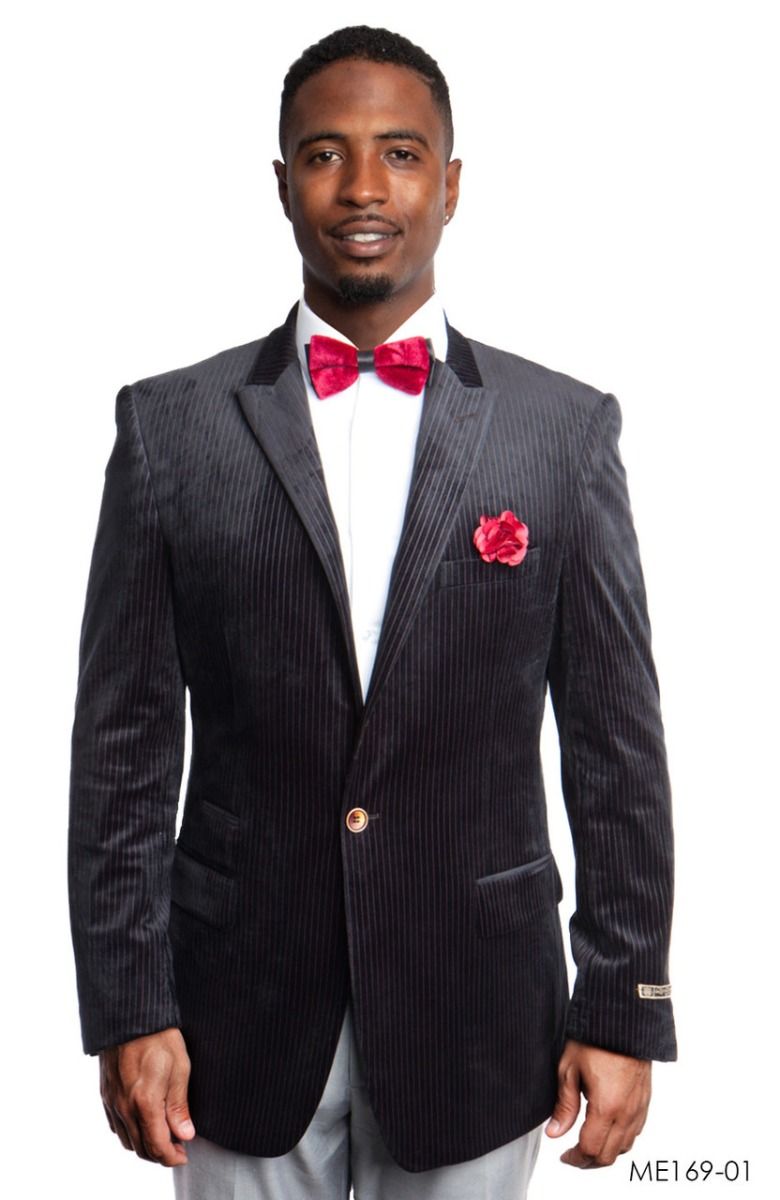 Empire Men's Luxurious Sport Coat - Velvet Pinstripe