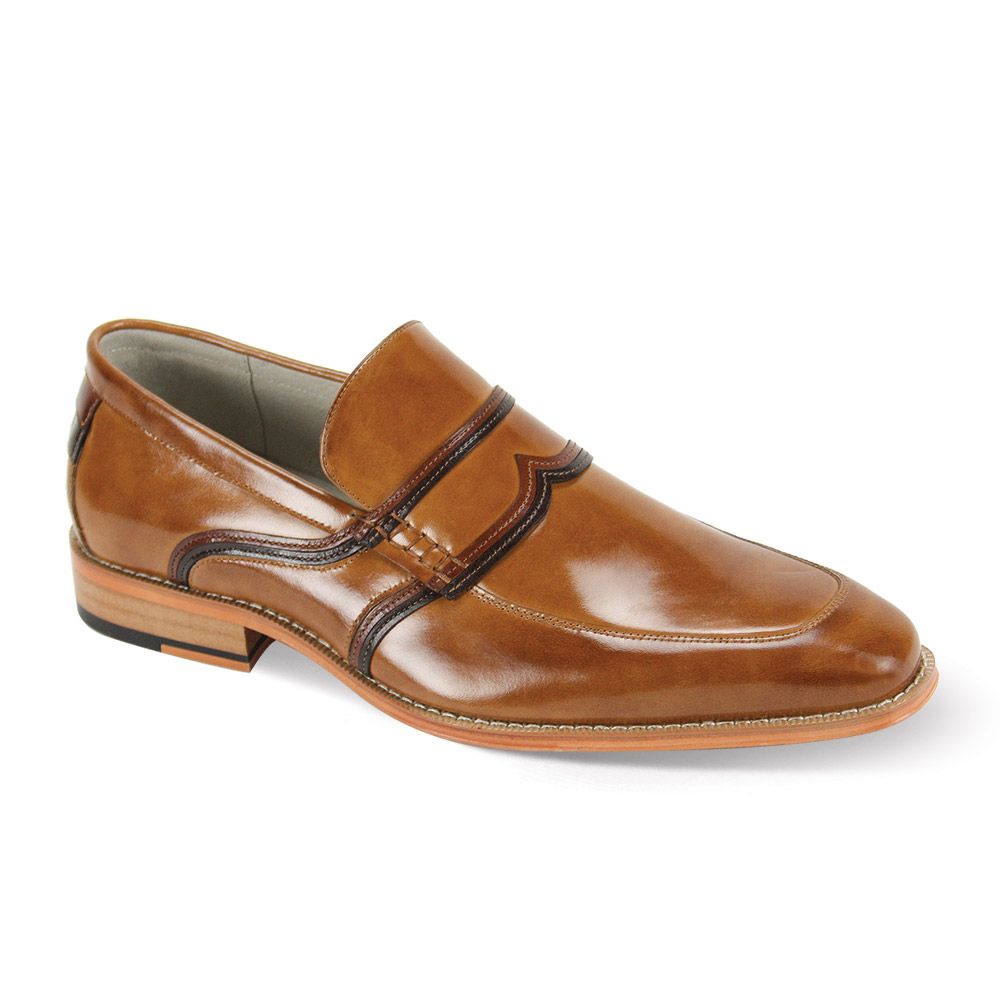 Giovanni Men's Slip On Leather Dress Shoe - Stripe Accent