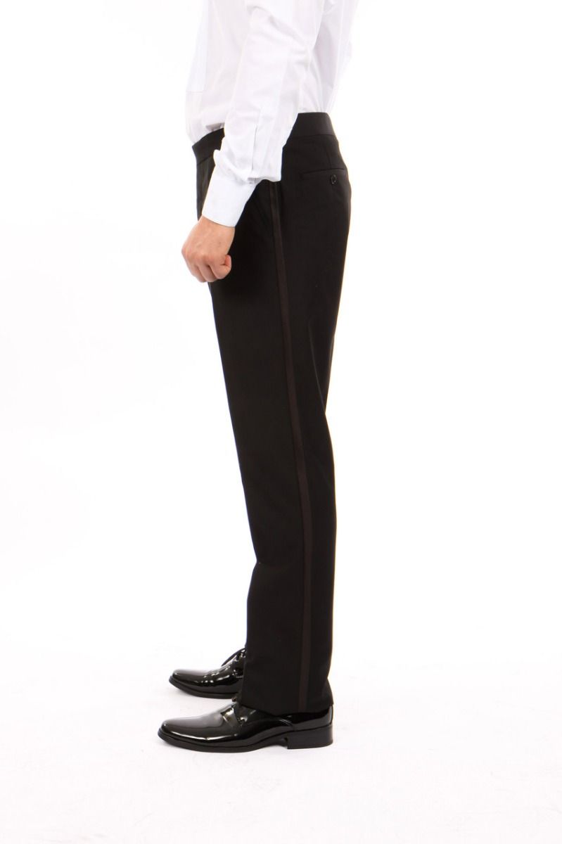 Tazio Men's Slim Fit Tuxedo Pants Side Satin Accent