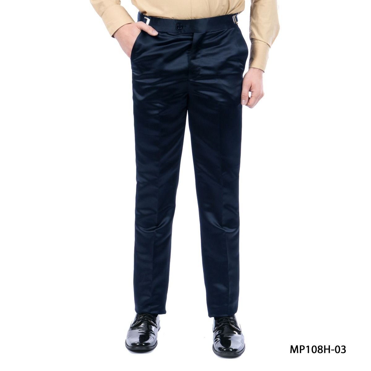 Classic Polo Men's Moderate Fit Cotton Trousers | CR-TRS-SATIN-NAVY MF