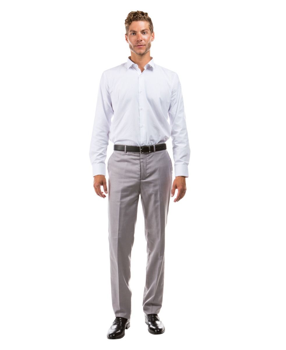 Azzuro Men's Flat Front Pants - Business Slacks