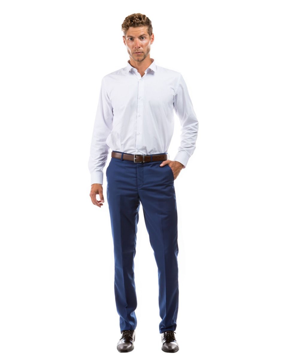 Azzuro Men's Flat Front Pants - Business Slacks