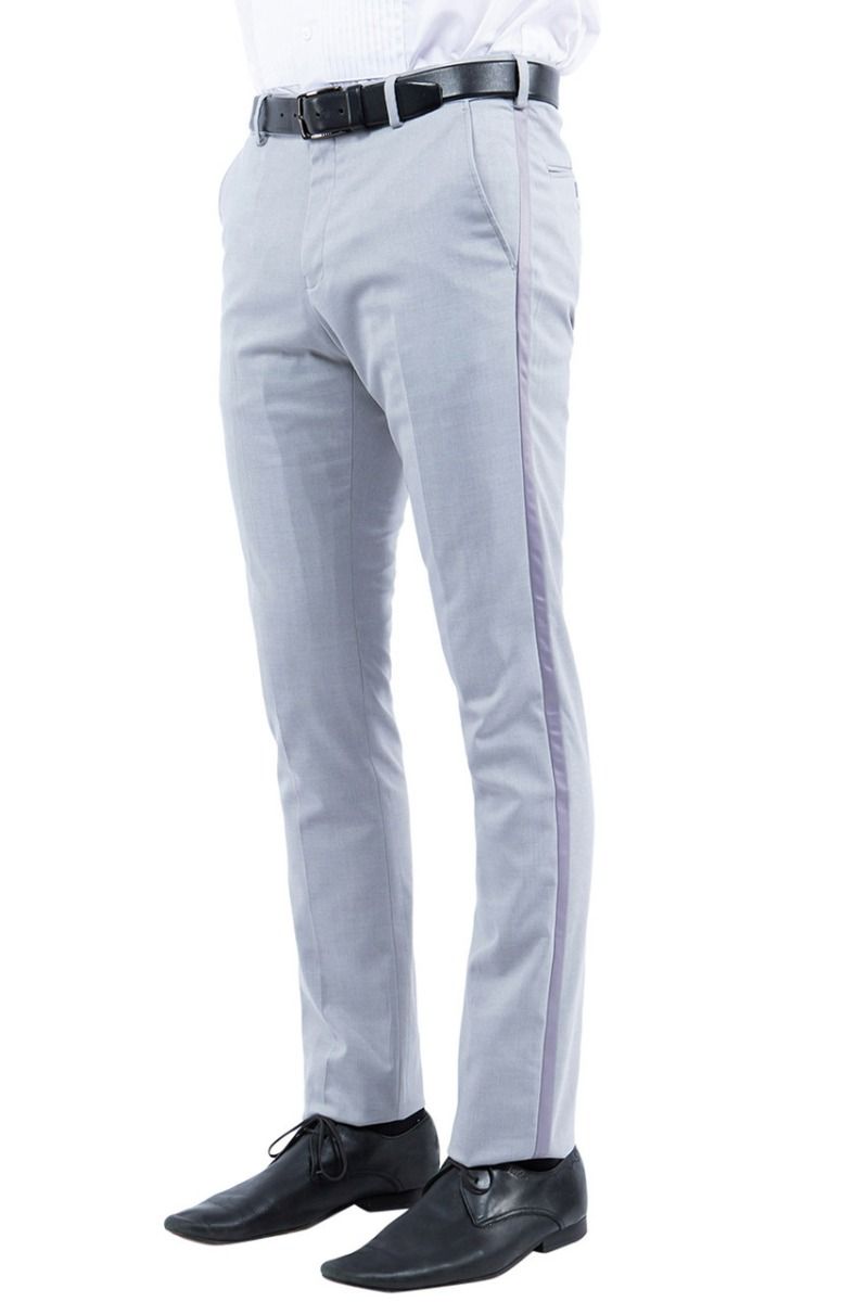 Zegarie Men's Modern Fit Tuxedo Pants Side Satin Accent