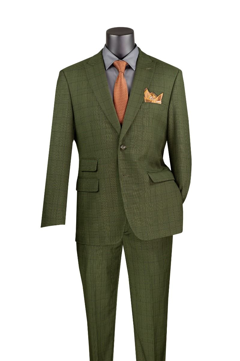 Vinci Men's 2 Piece Modern Fit Suit - Light Windowpane