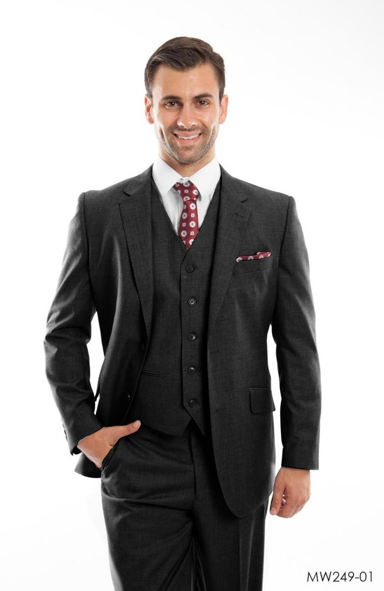 Zegarie Men's Outlet 3 Piece Modern Fit 100% Wool Suit - Solid Colors