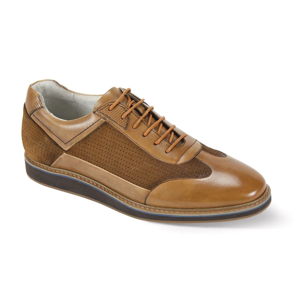 Giovanni Men's Leather Sneaker Style - Fabric Accent