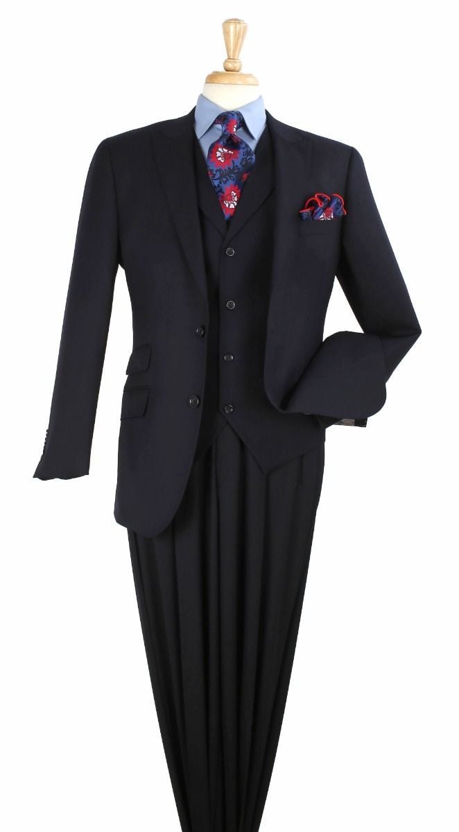 Apollo King Men's Outlet 3pc 100% Wool Suit - Fashion Peak Lapel