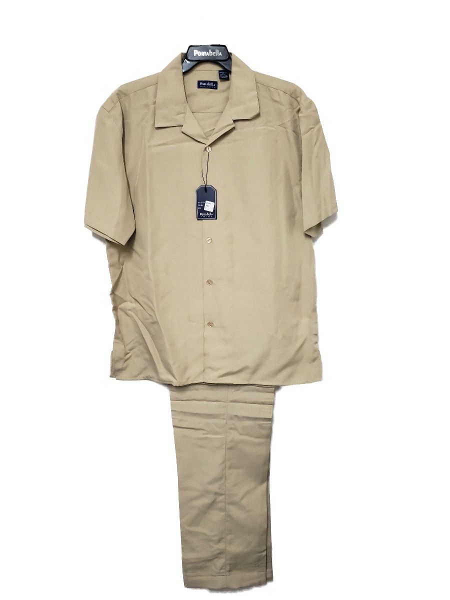 Portabella Men's 2 Piece Short Sleeve Walking Suit - Solid Color