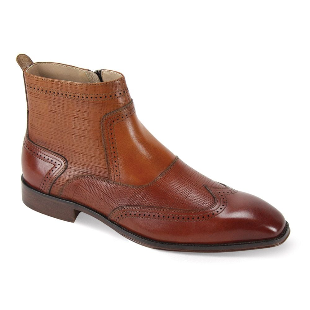 Giovanni Men's Leather Dress Boot - Textured Panels 