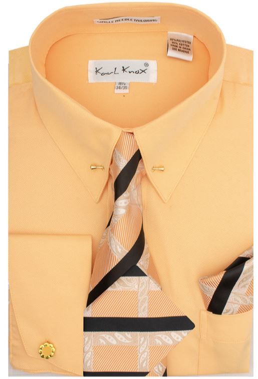 Tie Karl Knox 4401 S Mens White Eyelet Pin Collar Bar French Cuff Dress Shirt