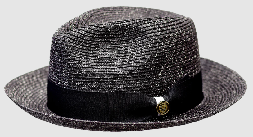 Bruno Capelo Men's Fedora Style Straw Hat - Tone on Tone