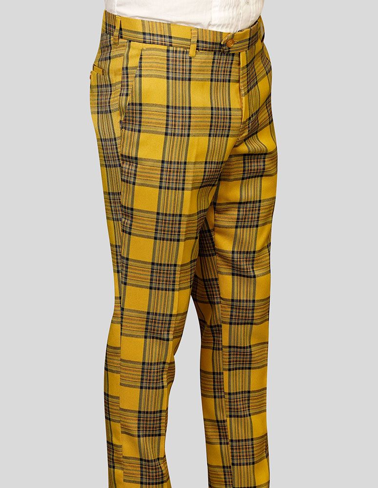 Statement Men's Slim Fit Pants - Bold Plaid