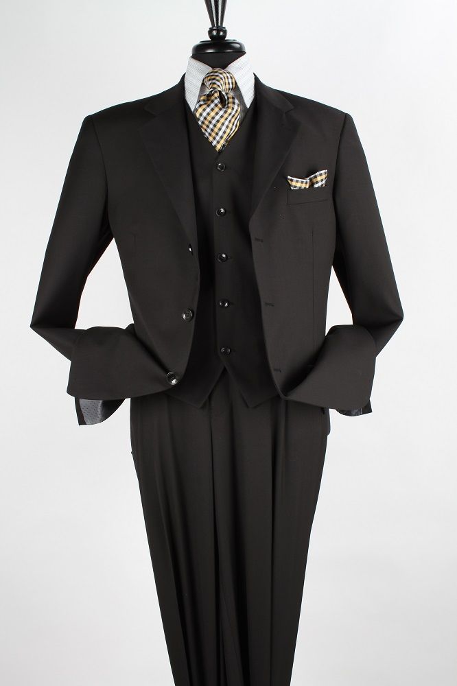 Black three piece suit for men deals