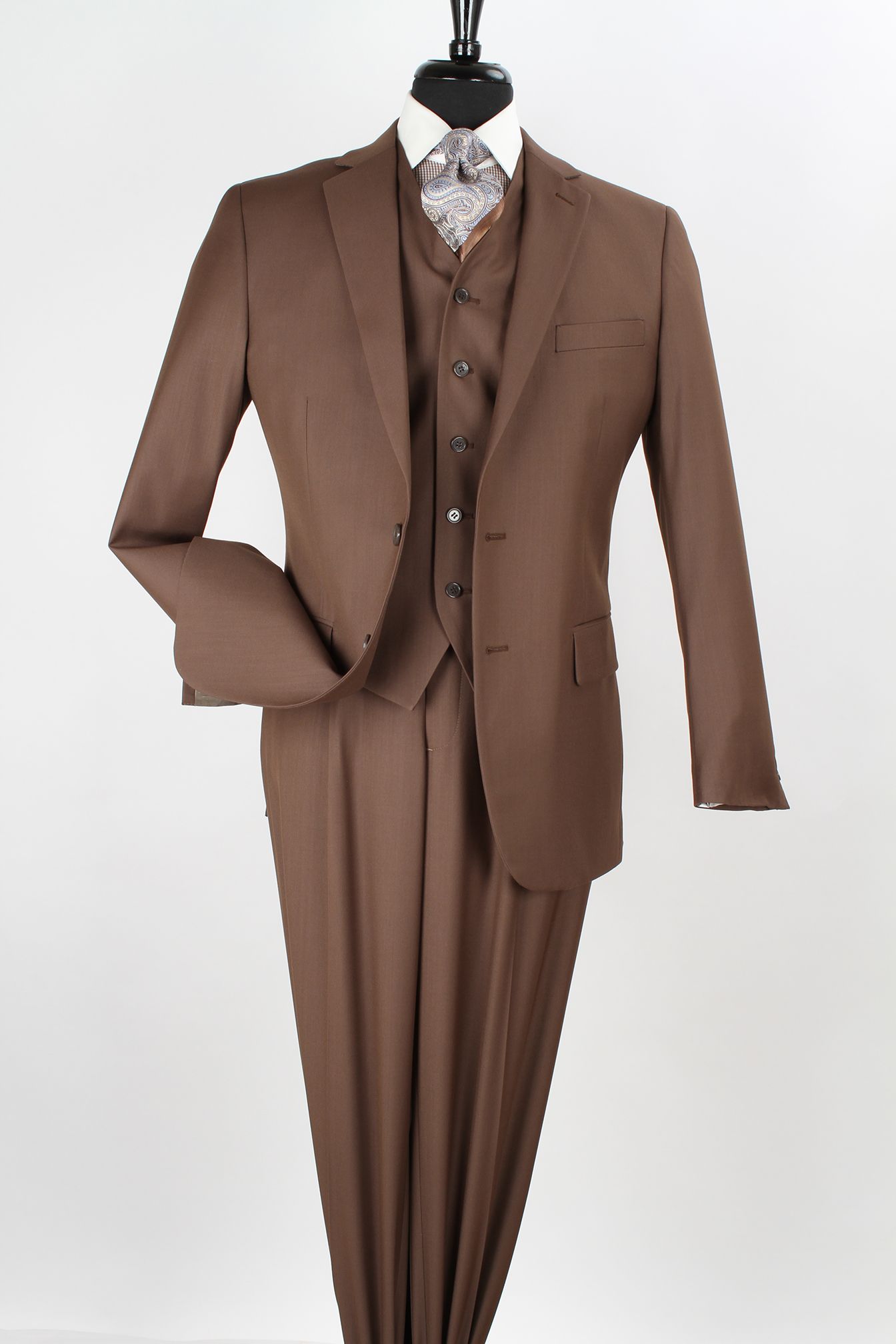 Apollo King Brown Banded Collar Safari Suit main image 1
