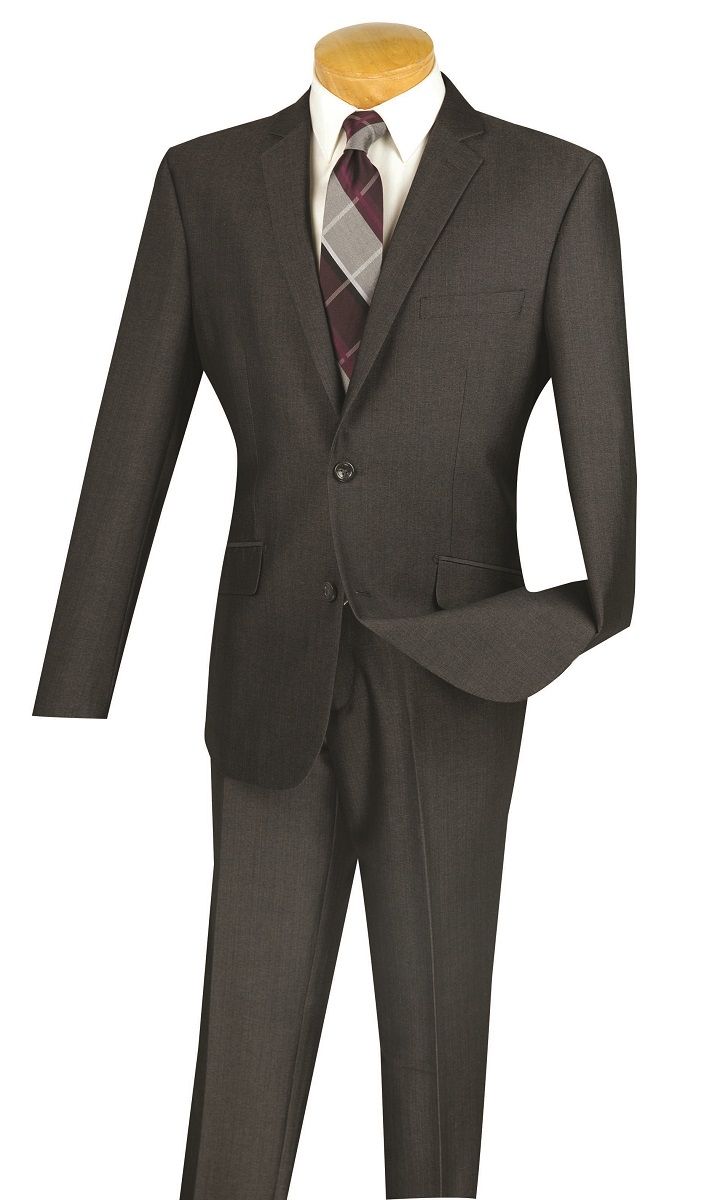Vinci Men's 2 Piece Slim Fit Outlet Suit - Textured Weave