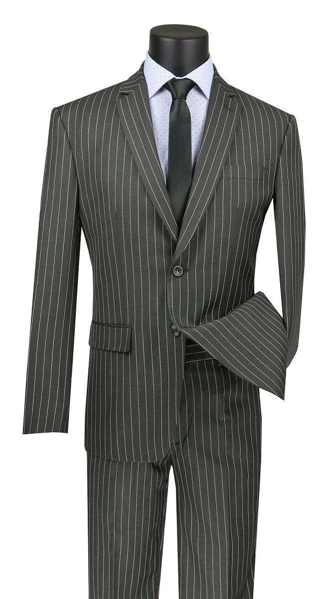 Vinci Men's 2 Piece Slim Fit Outlet Suit - Classic Pinstripe