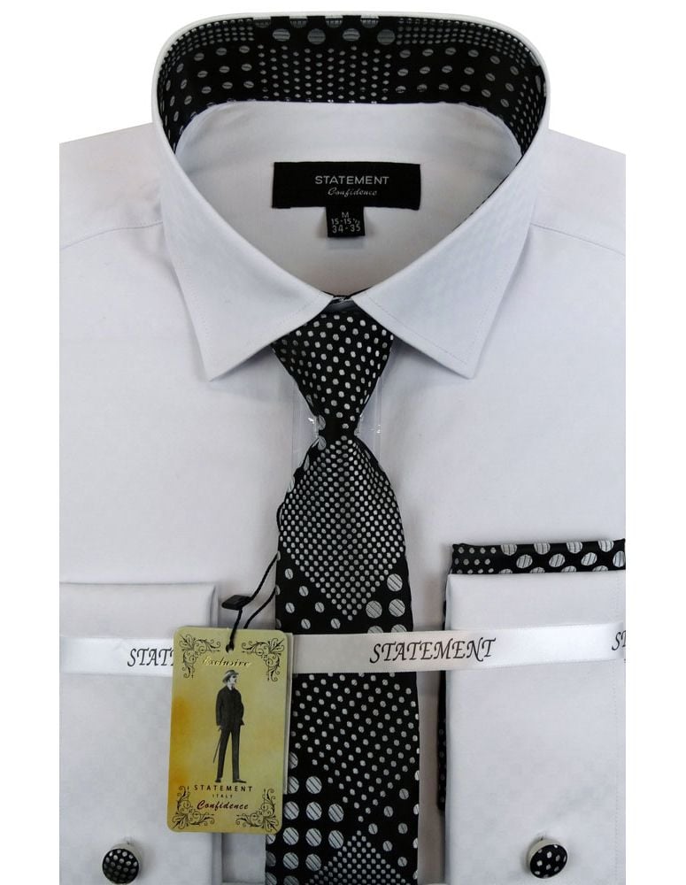 Statement Men's Long Sleeve 100% Cotton Shirt - Fashion Polka Dot